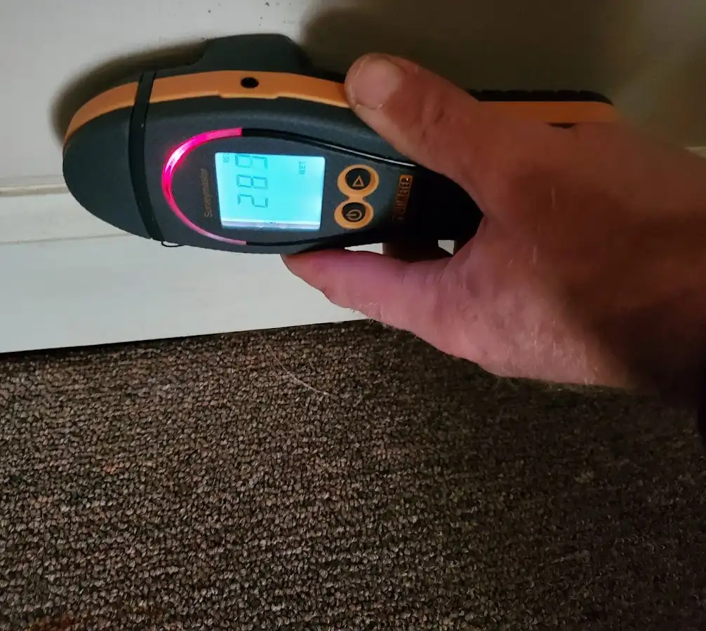Moisture detection at baseboard during Sewage Cleanup & Sanitation in Chicago Heights
